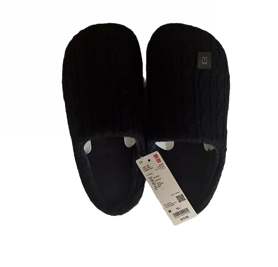 Uniqlo Size Medium Unisex Cable Knit Room Shoes Navy Blue Men Size