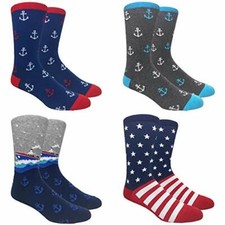 Novelty Fun Crew Print Socks for Dress or Casual U.S. Navy 4pack 