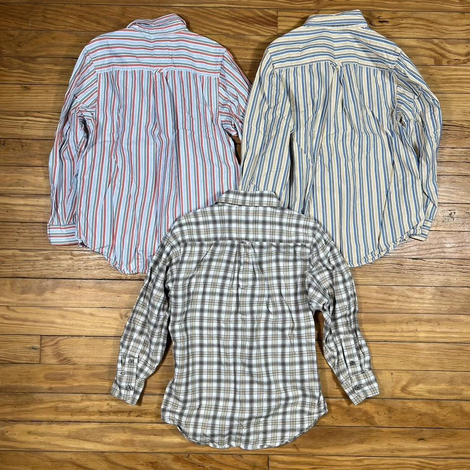 Lote de 3 Camisas con Botones Manga Larga para Niños Talla 5-6 Rayas a Cuadros U Foto 3 de 4