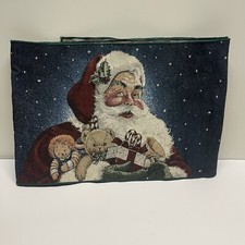 Vintage 1998 American Greetings Santa Tapestry Table Runner Santa Claus 72  x 13  