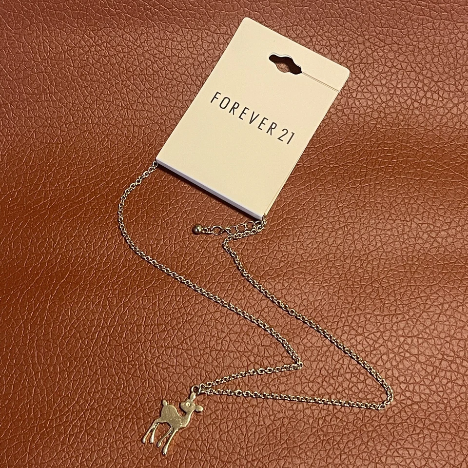 Collar Forever 21 Ciervo Colgante Tono Dorado Ajustable Nuevo Con Etiquetas Foto 3 de 4