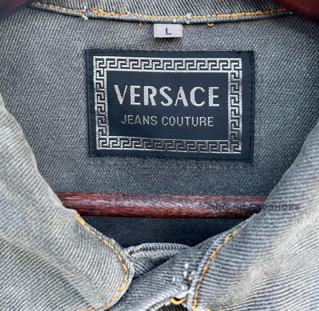 Versace Men's Vintage denim jacket Acid gray Size 2XL From Versace Men's Vintage denim jacket Acid gray Size 2XL From
