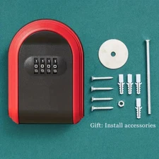 Key Box Password Lock Door Key Storage Password Box Plastic Red