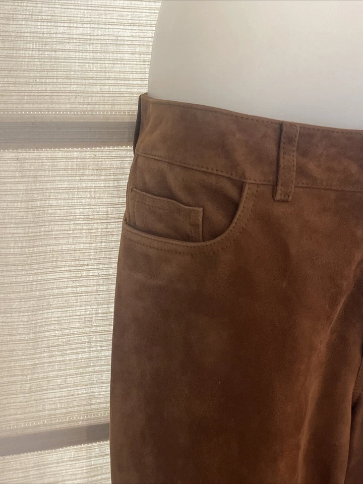 Loro Piana Italy Brown Goat Suede Silk Lined Pants Sz. 42 Mint Cond. Pristine - Image 3 of 4
