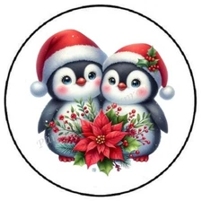 CHRISTMAS PENGUINS ENVELOPE SEALS LABELS STICKERS PARTY FAVORS