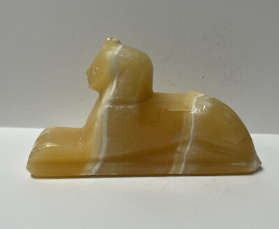 Egyptian Alabaster Sphinx  Statue Figure 5'' Length