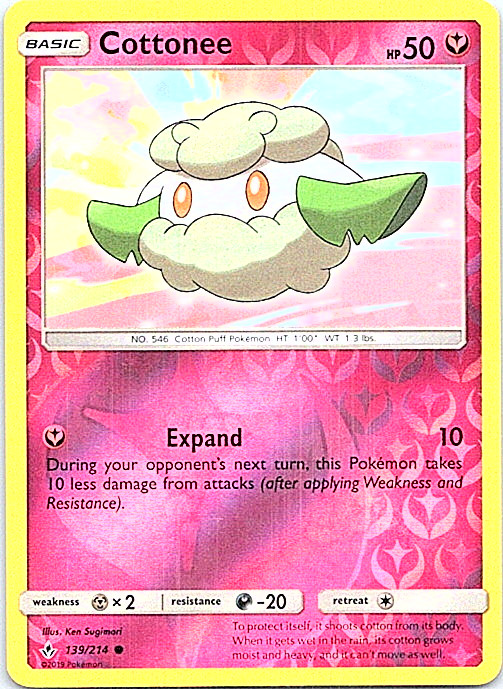 Pokemon - Cottonee - 139/214 - Reverse Holo  -Unbroken Bonds - NM/M