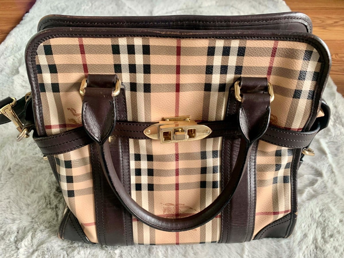 バッグ BURBERRY HAYMARKET BURBERRY Haymarket Check Canvas Crossbody Bag Beige