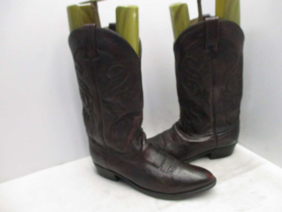 Dan Post Black Cherry Leather Cowboy Boots Mens Sz 10.5 EW  display picture 3