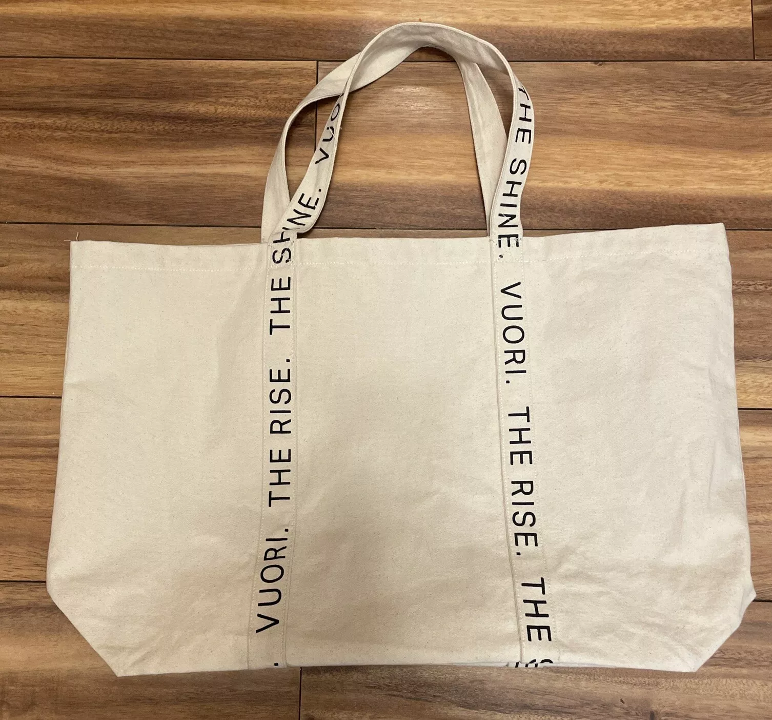 vuori limited edition the rise the shine canvas tote 