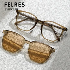 TR90 Magnetic Clip On Flip Up Polarized Sunglasses Men Clear Lens Glasses Frames