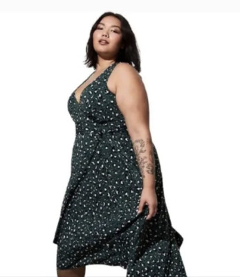Torrid Green Leopard Print Studio Knit Tie Front Dress plus size 2 18/20  Hilow | eBay