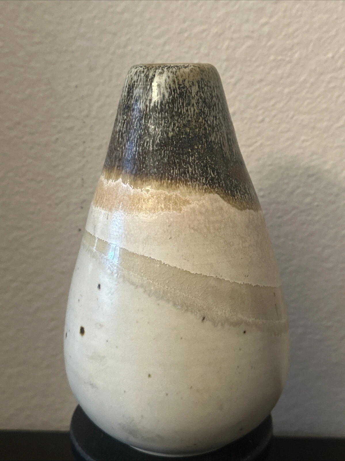 Modern Abstract Style Flower Vase Earth Tones Studio Pottery 7” Signed Vtg ‘83