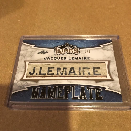 2019/20 LEAF LUMBER KINGS JACQUES LEMAIRE GAME USED  NAMEPLATE #1/1 RARE