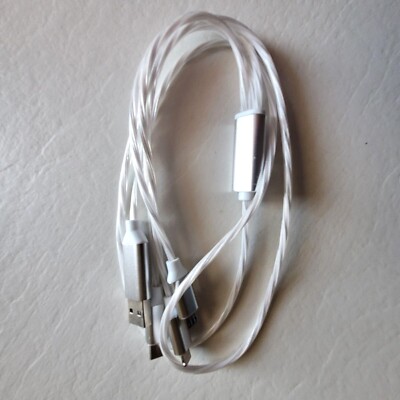 Light Up LED 3 in 1 Charging Cord Cable  Multi Phone Charger Android USB iPhone