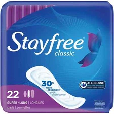 Stayfree Classic Pads Super Long without Wings, Unscented, 22 Ct