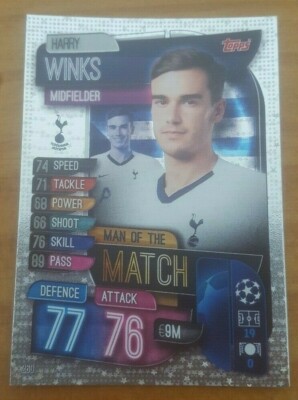 Harry Winks Tottenham Hotspur Rare Shiny Man Of The Match Match Attax 19/20 Karte