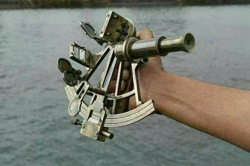Antico strumento astrolabio navigatore marino ottone 8" regalo sestante - Foto 3 di 5