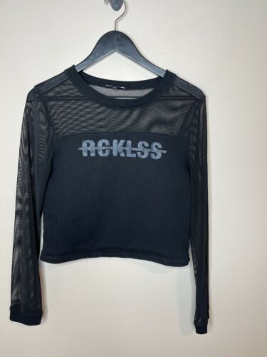 Young & Reckless Size Small S RCKLSS Black Net Sh… - image 1