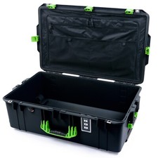 Black  Lime Green Pelican 1595 Air case with combo lid pouch  empty bottom.