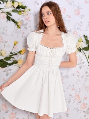 white christmas dresses Algeria Shein White Dress – Girlie At Heart main image 0