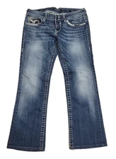 Vigoss The New York Boot Flap Pocket Distressed Blue Denim Jeans Women's 29x29