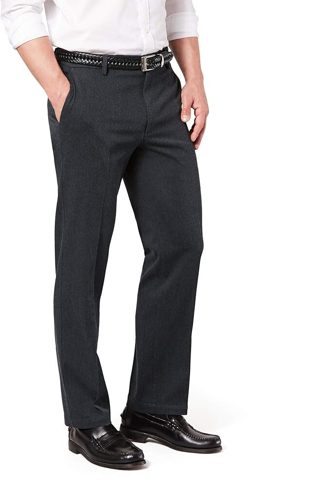 Dockers Men's Signature Khaki Lux Cotton Stretch Pants, Charcoal