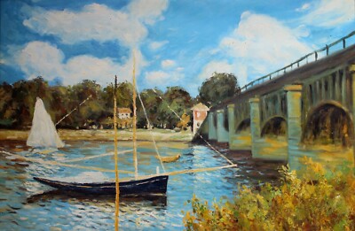 Original Gemälde nach Claude Monet: ''The Bridge at Argenteuil'' - 30 x 50 cm