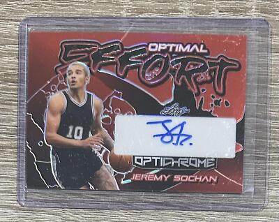 2022-23 Leaf Optichrome #OE-JS1 Jeremy Sochan Optimal Effort Red AUTO #4/4