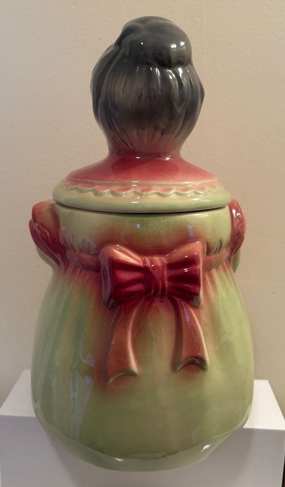 American Bisque GRANNY cookie jar (rose, gray, honeydew green), very