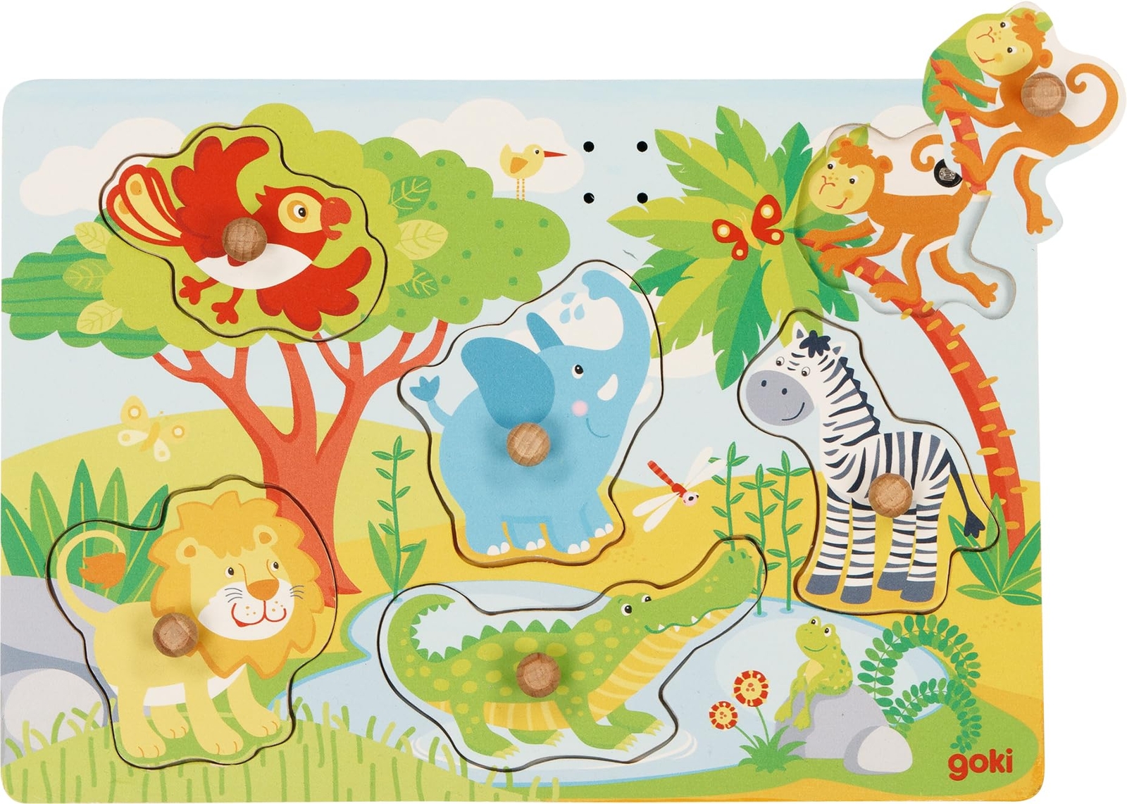 Goki Sound-puzzle, zoo animals, with animal voices 30 x 21 x 3