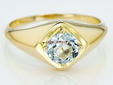 Natural Blue Topaz Gemstone with Gold Plated 925 Sterling Silver Men's Ring 361