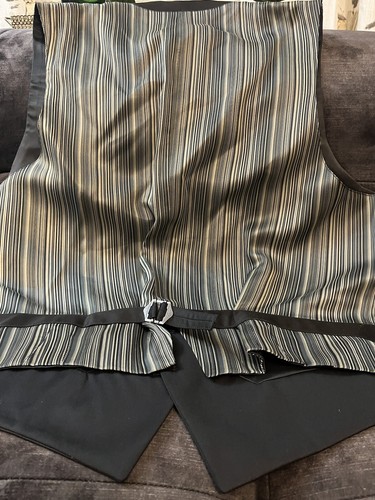 Mens Claiborne XL Black Suit Vest Striped Back - Picture 5 of 6