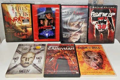 Horror DVD Lot Of 7 Freddy Jason Saw Kane Hills Have Eyes Candyman Evil Bad Men