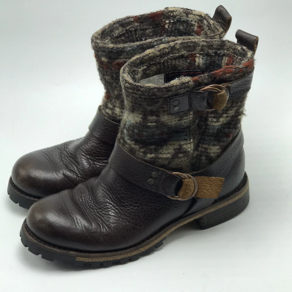 BOTAS DE TORNOZELO FEMININAS WOOLRICH Baltimore Harness couro marrom tamanho eua 7 - Imagem 3 de 4
