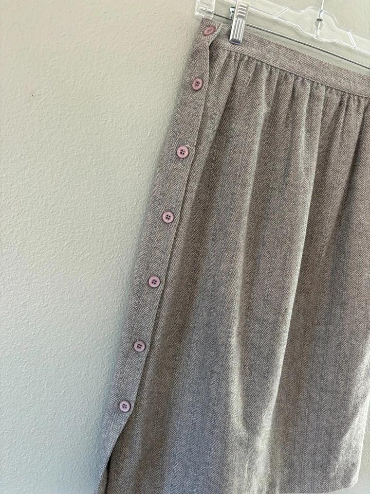 ¡VINTAGE! Falda recta Oscar de la Renta gris mezcla de lana espiga 9/10 Foto 3 de 4