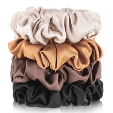 4 Pack 100 Mulberry Silk Hair Scrunchies Silk Hair Ties for Hair No Damage