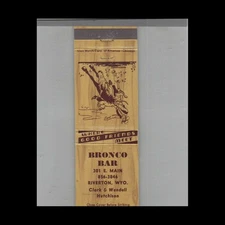 Matchbook Cover Bronco Bar Riverton, WY
