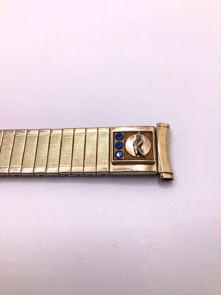 Correa de reloj Pratt Whitney Service Award 3 zafiros azules tono dorado Foto 3 de 4