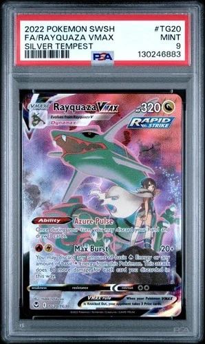 2022 POKEMON SWORD & SHIELD SILVER TEMPEST #TG20 FULL ART/RAYQUAZA VMAX PSA 9