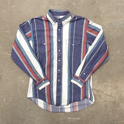 VTG Wrangler Cowboy Cut Button Down Shirt USA Made Large X-Long Tails 16.5 - 34