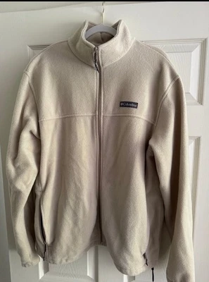 Columbia Men’s Beige Full Zip Parka Jacket XL Stand-Up Collar Logo Solid - Image 1 of 3