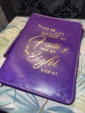 Bible Cover for Women Or Men’s Purple  Bible Case with Zipper and Handle