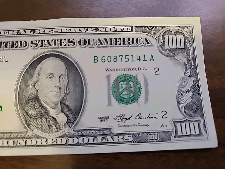 Series 1993 $100 Bill * New York * B 60875141 A - Image 4 of 4