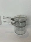 Vintage Pyrex Glass Double Boiler 6763 Flameware Clear Stove Top Cookware 3 PC