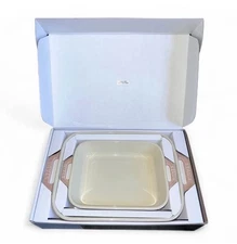 STAUB STONEWARE 2-pc Rectangular Baking Dish Set Macaron Light Pink New