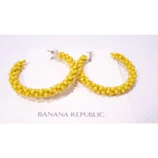 Banana Republic Women's Summer Fridays Bead Hoop EARRINGS NWT 48 Sunshine