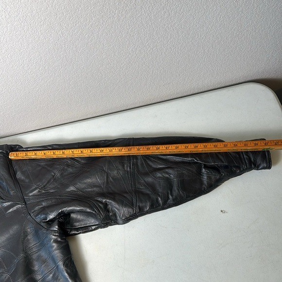 Phase Two Mens Black Leather Patchwork Bomber Jac… - image 5