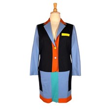 Vintage 80s 90s Color Block Skirt Suit 16 Harv Benard Fran Fine Wool Blend
