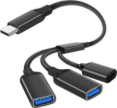 AXFEE USB C Splitter Cable, 3-in-1 USB C-Power-Cable Extension, Type C Port